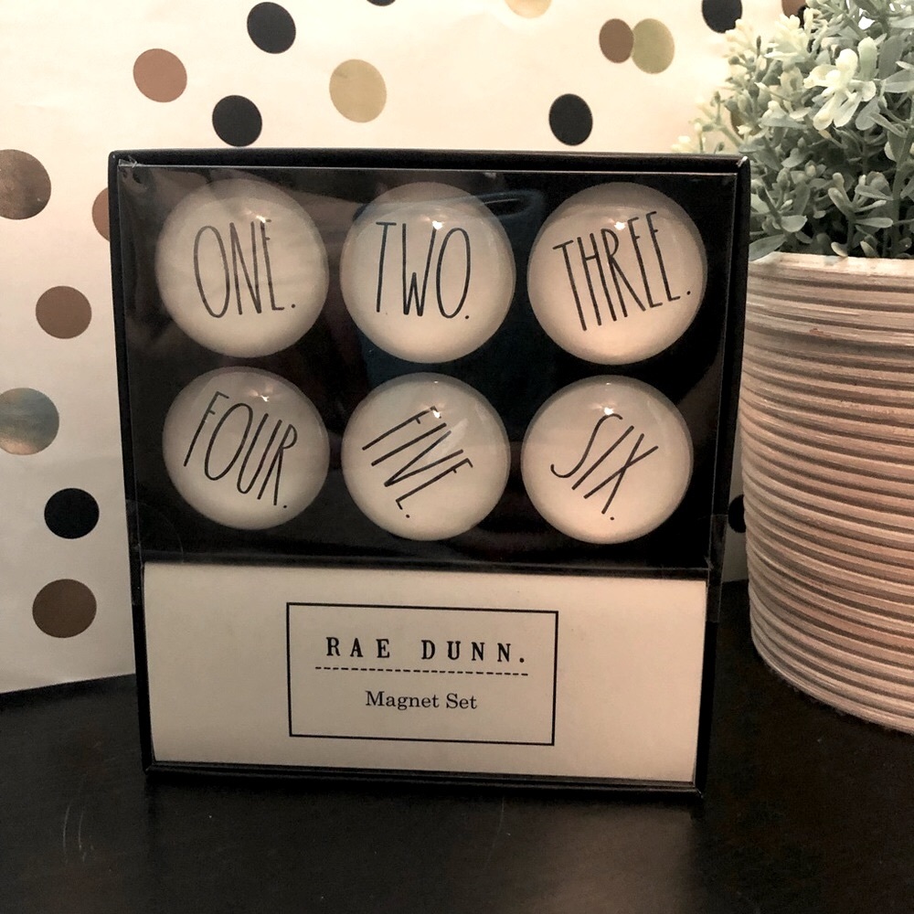 Rae Dunn set of six glass-dome magnets